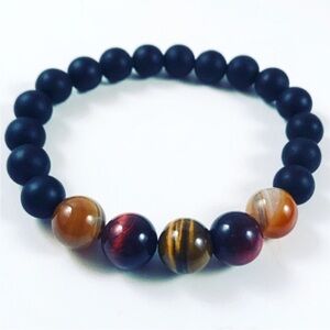 Matte Black Onyx and Tiger Eye Bracelet